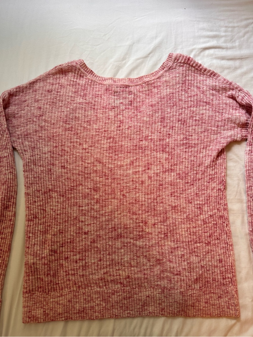 Abercrombie & Fitch Heathered Pink V-Neck Sweater - Picture 2 of 4